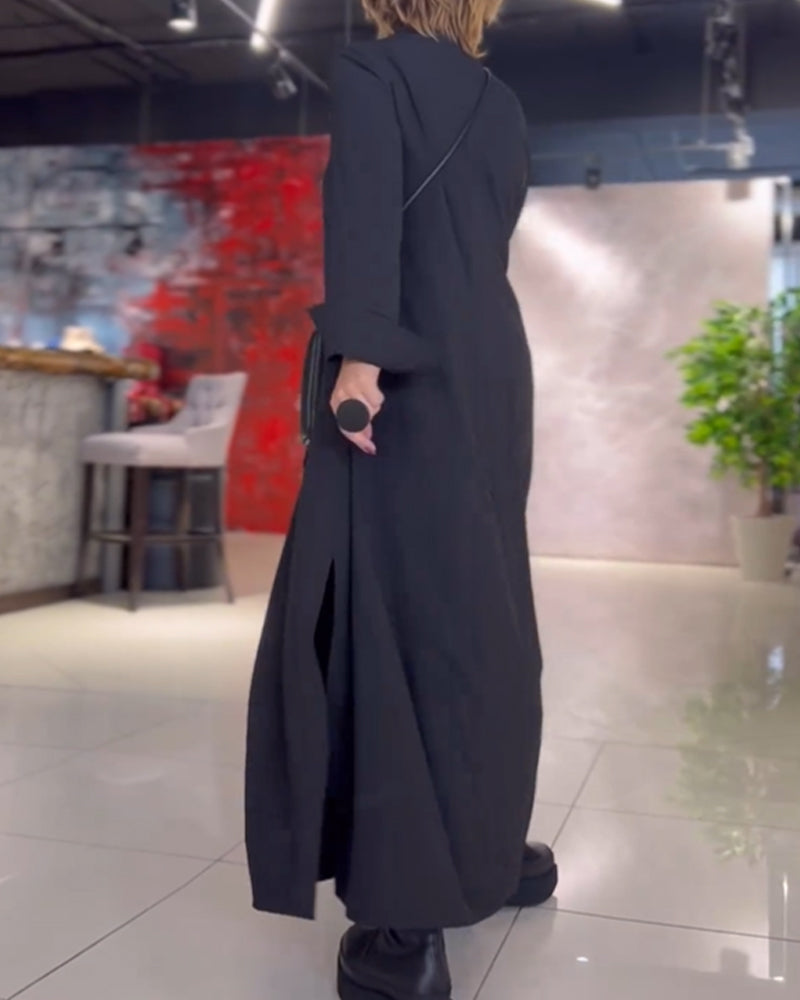 Elegantes Leni – Langes Damenkleid mit Reverskragen