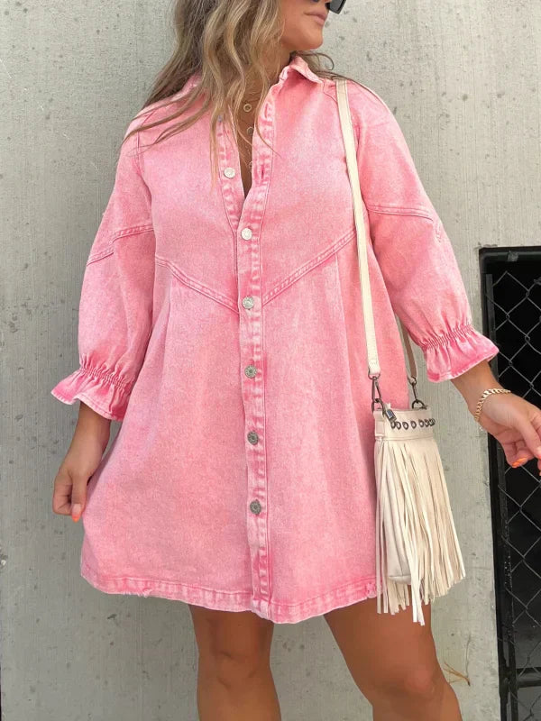 Bequemes Leichtes Denim Hemd Kleid für dich für Frauen
