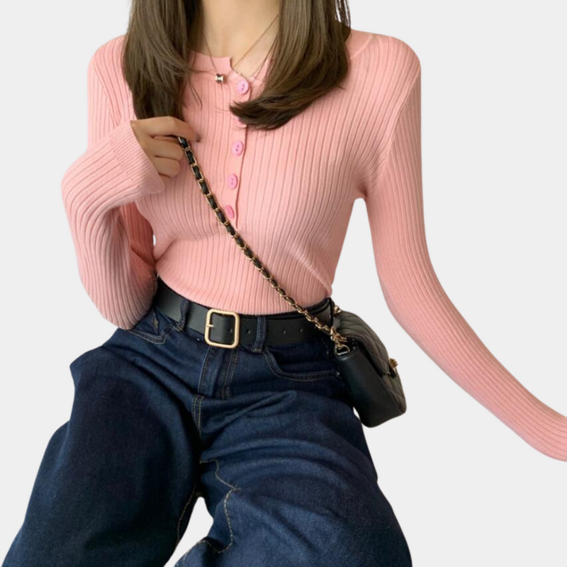 Dehnbarer und gerippter Pullover für Frauen