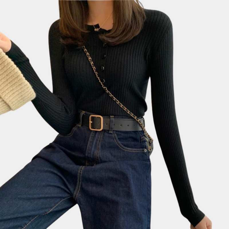 Dehnbarer und gerippter Pullover für Frauen
