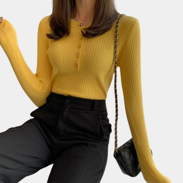 Dehnbarer und gerippter Pullover für Frauen