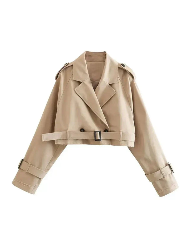 Annaliese Cropped Belt Jacket – Stylische Damenjacke mit Gürtel