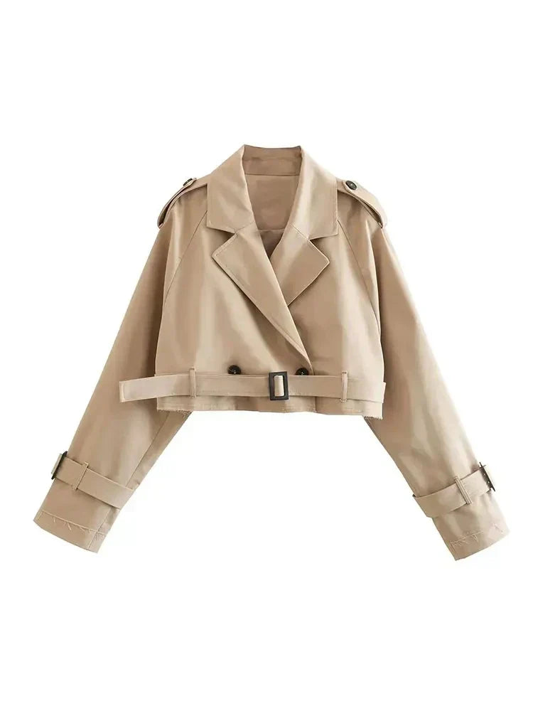 Annaliese Cropped Belt Jacket – Stylische Damenjacke mit Gürtel