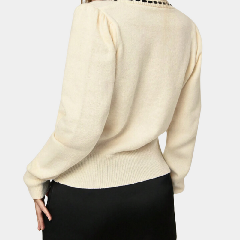 Eleganter Damenpullover mit V-Ausschnitt und Schleife
