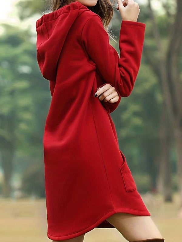 Bequemes Rotes Kapuzen Sweatshirtkleid mit Taschen für Kinder