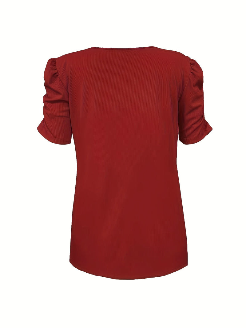 Mara - Elegantes Geripptes V-Ausschnitt T-Shirt für Damen