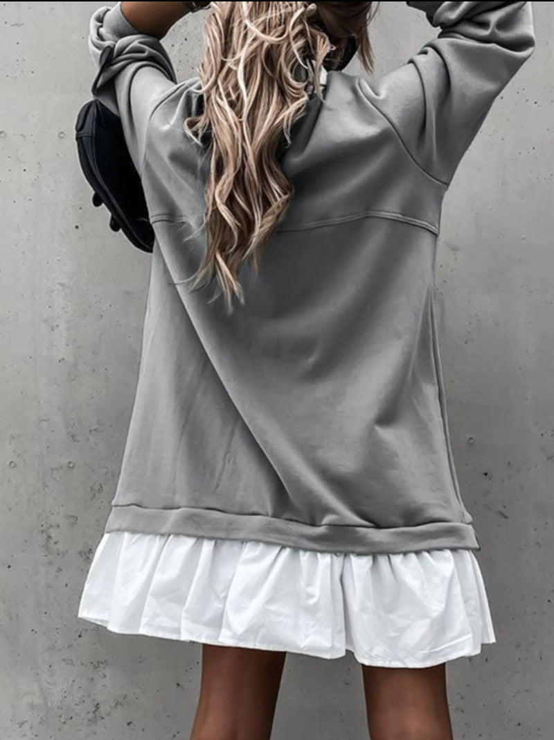 Elegantes Emma Herbst Rüschens Mini Kleid für Frauen