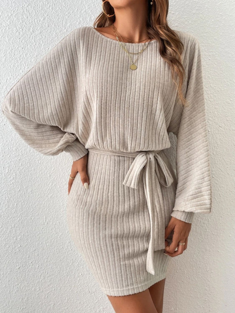 Elegantes Herbst Khaki Mini Kleid für Frauen