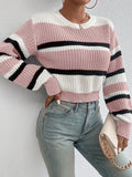 Livia - Trendy Colorblock Strickpullover mit fallenden Schultern