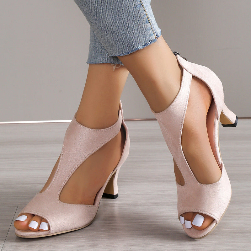 Bequeme Elegante Leichtes Absatz Peep Toe Sandalen Damen