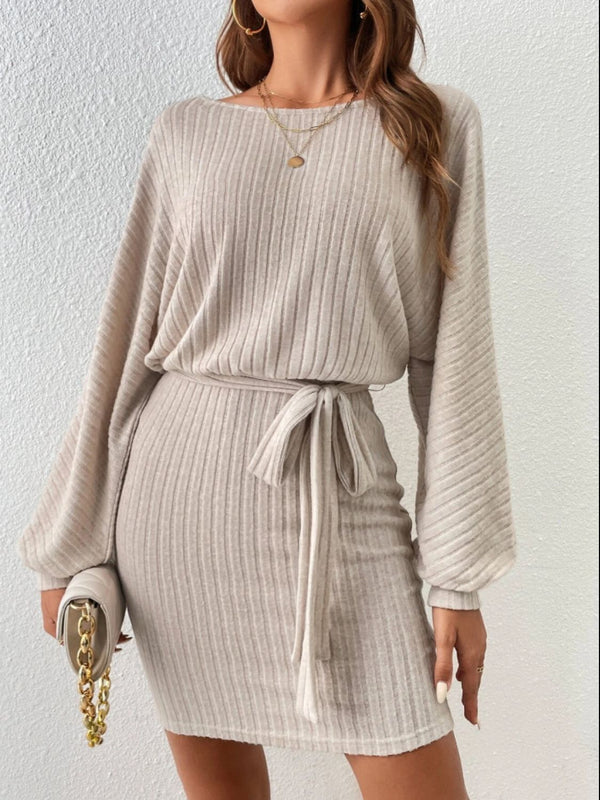 Elegantes Herbst Khaki Mini Kleid für Frauen