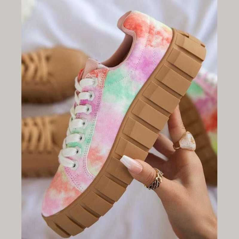 Bequeme Stilvolle Damen Bunte Weiche Plateauschuhe