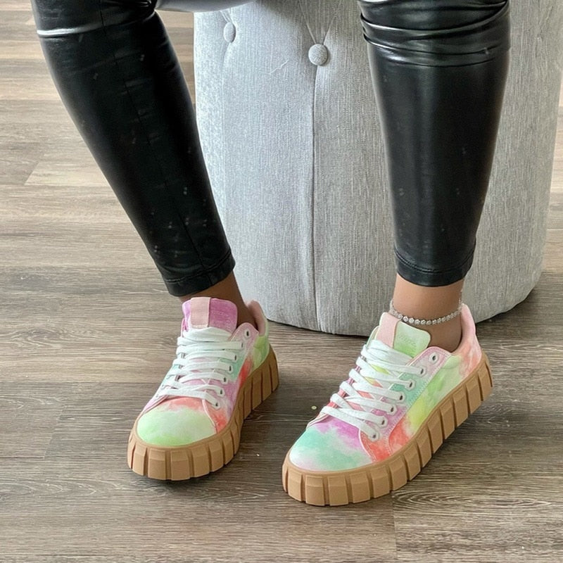 Bequeme Stilvolle Damen Bunte Weiche Plateauschuhe