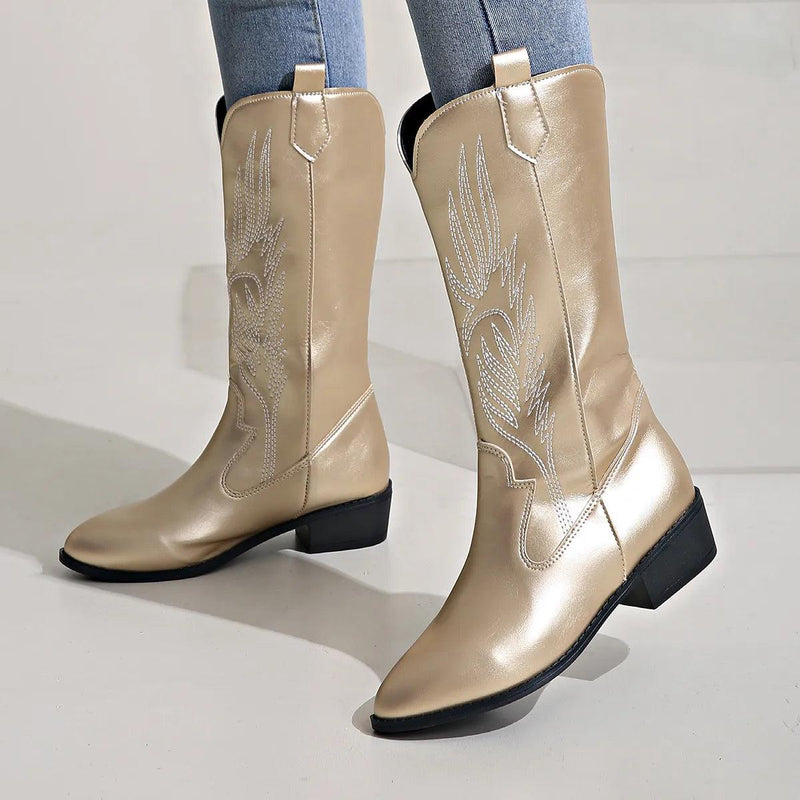 Bequeme Weiche Elegante Robuste Breite Western Stiefel