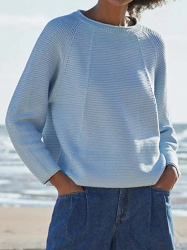 Bequemer Blauer Pullover Für Jeden Tag Langarmpullover