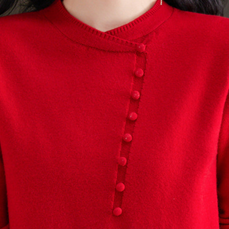 Bequemer Eleganter Damenpullover Mit Zeitlosen Knöpfen