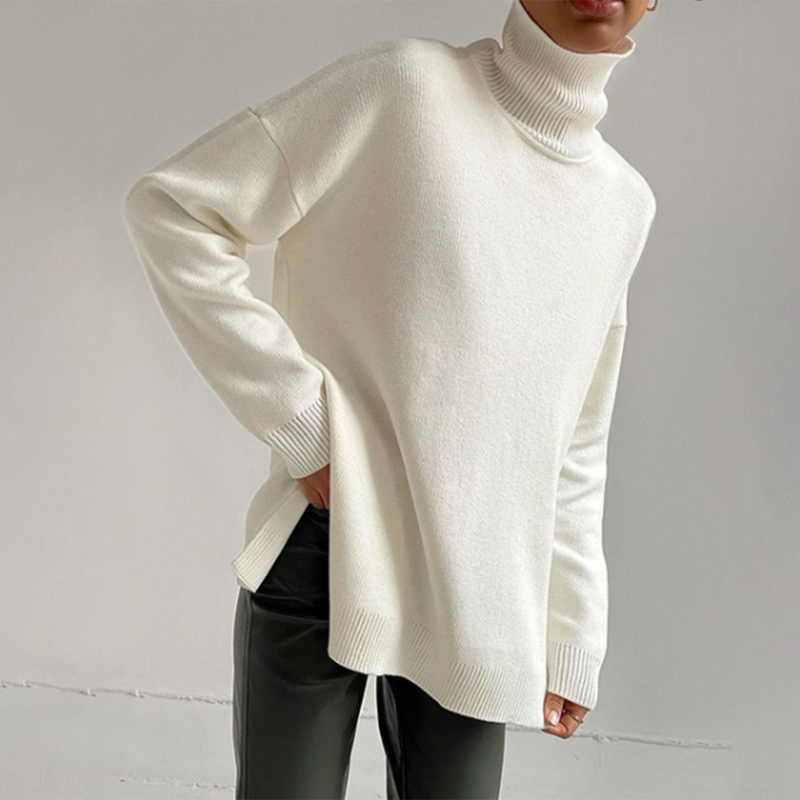 Bequemer Eleganter Pullover Mit Praktischen Seitenschlitzen