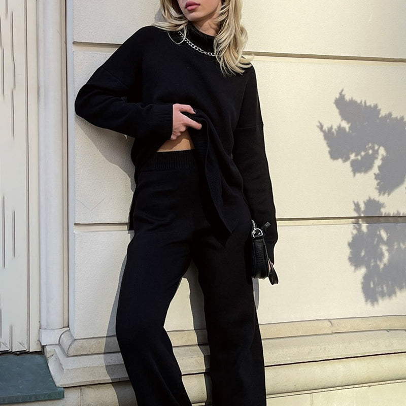 Bequemer Eleganter Pullover Mit Praktischen Seitenschlitzen