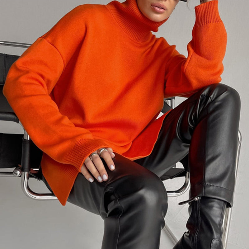 Bequemer Eleganter Pullover Mit Praktischen Seitenschlitzen
