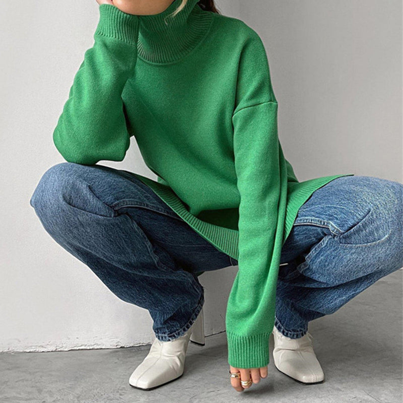 Bequemer Eleganter Pullover Mit Praktischen Seitenschlitzen