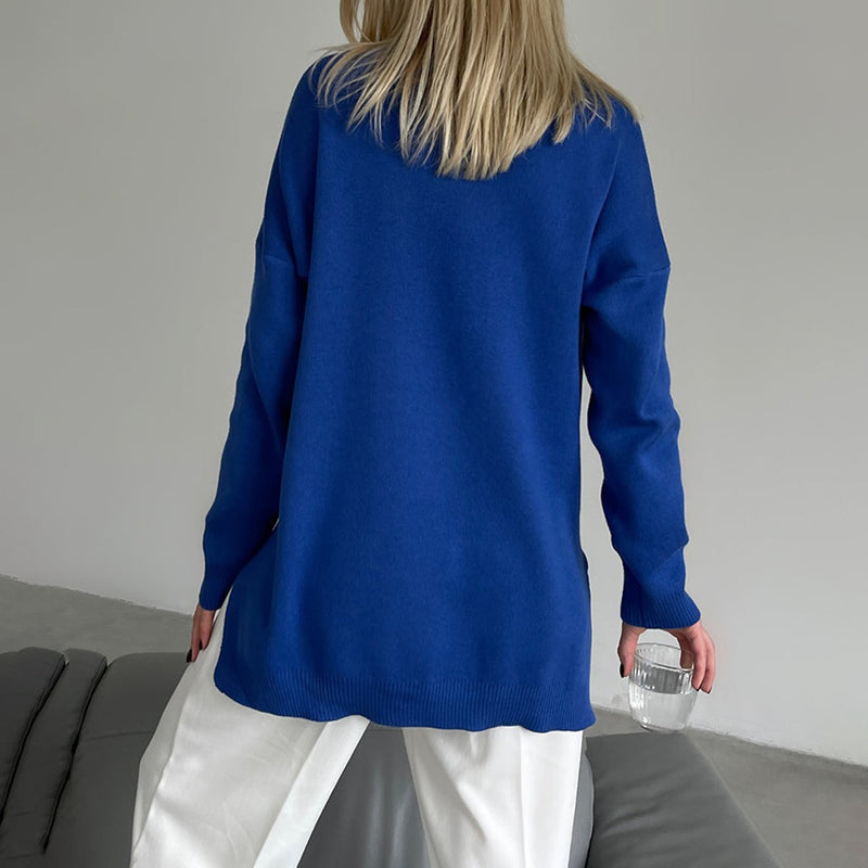 Bequemer Eleganter Pullover Mit Praktischen Seitenschlitzen