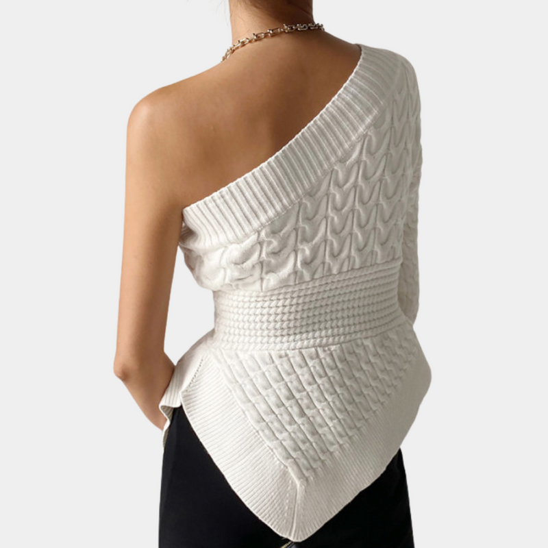 Bequemer Eleganter Strickpullover Für Frauen Mit Einem Schulter
