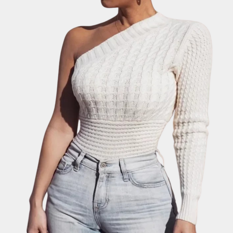 Bequemer Eleganter Strickpullover Für Frauen Mit Einem Schulter