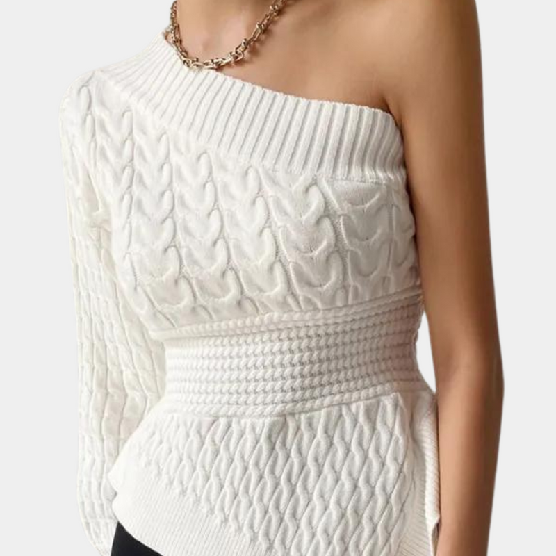Bequemer Eleganter Strickpullover Für Frauen Mit Einem Schulter