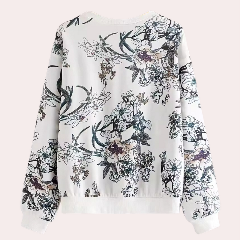 Bequemer Pullover Mit Schönem Blumenmuster Für Frauen