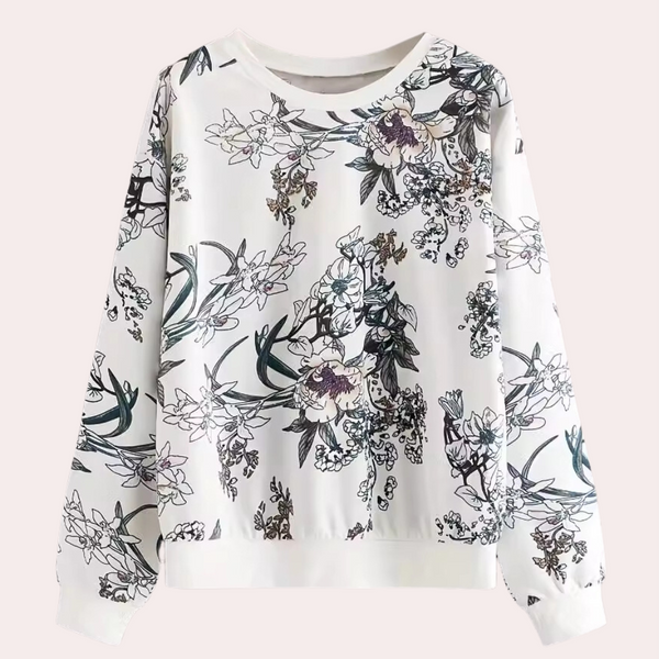 Bequemer Pullover Mit Schönem Blumenmuster Für Frauen