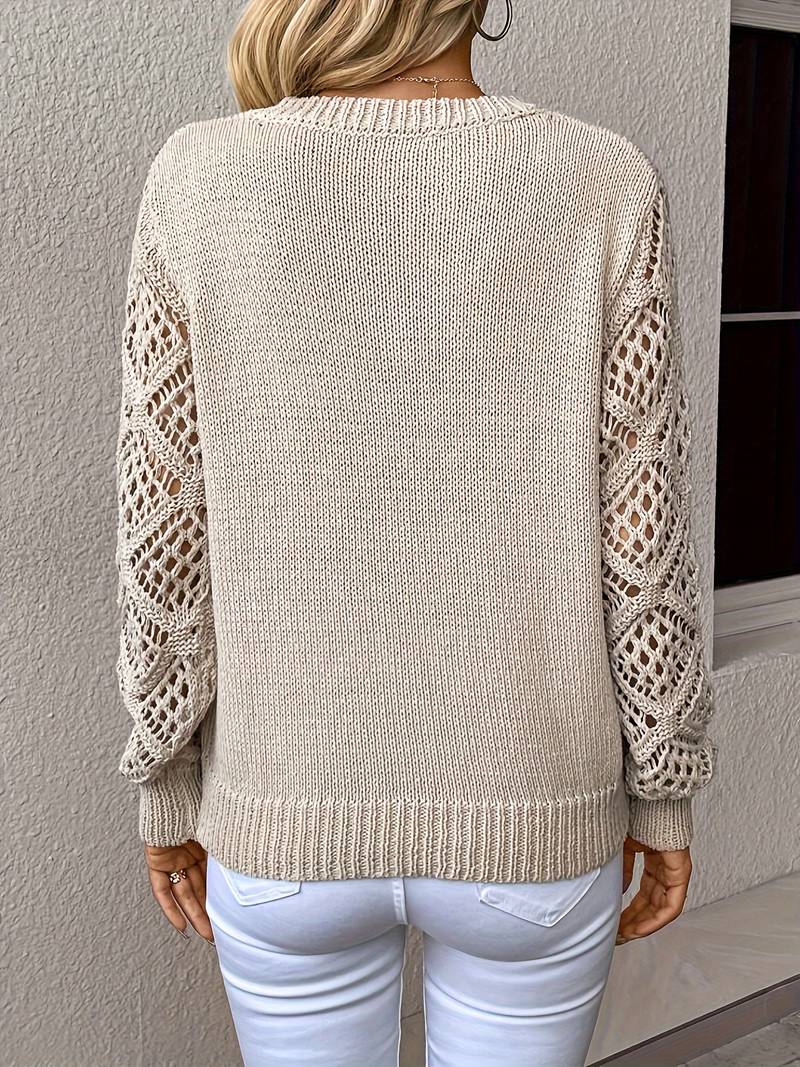 Bequemer Warmer Pullover Mit Ausgeschnittenen Ärmeln