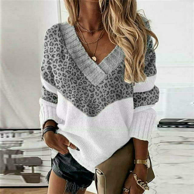 Bequemer Warmer Pullover Mit Schickem Panthermuster