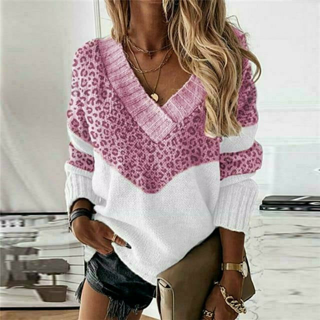Bequemer Warmer Pullover Mit Schickem Panthermuster