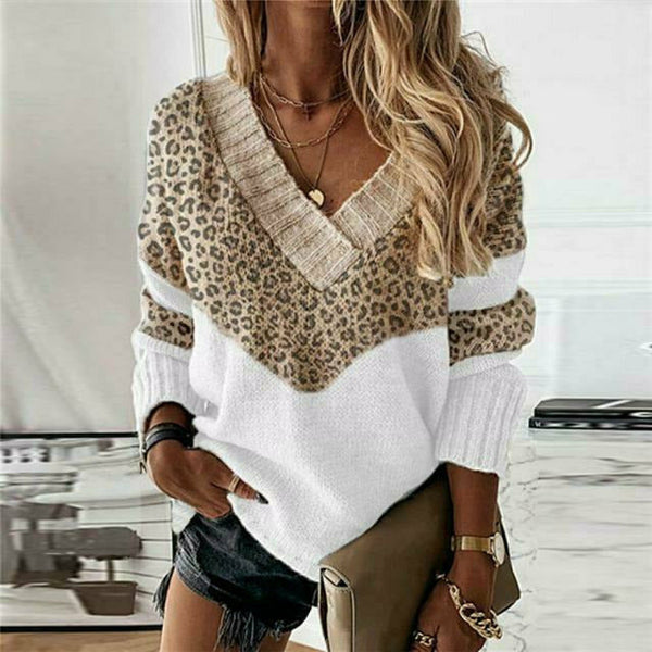 Bequemer Warmer Pullover Mit Schickem Panthermuster