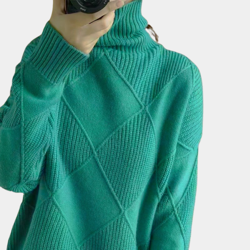 Bequemer Warmer Rollkragenpullover Für Frauen In Blau