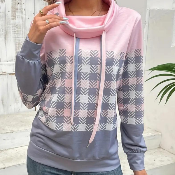 Bequemes Weiches Sweatshirt Für Damen Mit Karomuster
