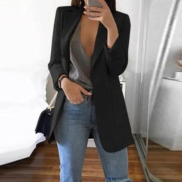 Eleganter Damen Blazer Warm Leicht Stilvoll Schlicht Jacket