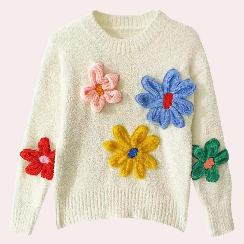 Modischer Pullover mit Blumenmuster für Frauen