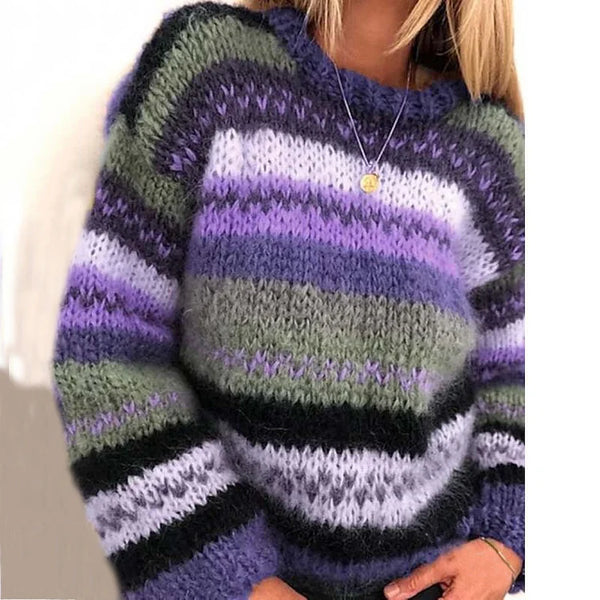 Bunter Bequemer Jacquard-Pullover Für Jeden Anlass