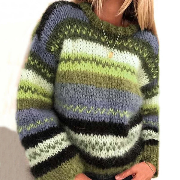 Bunter Bequemer Jacquard-Pullover Für Jeden Anlass