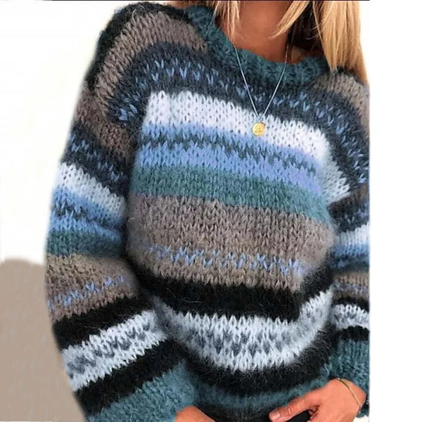 Bunter Bequemer Jacquard-Pullover Für Jeden Anlass