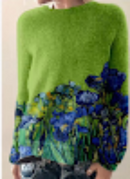 Bunter Und Eleganter Pullover Mit Blumenmuster Für Frauen