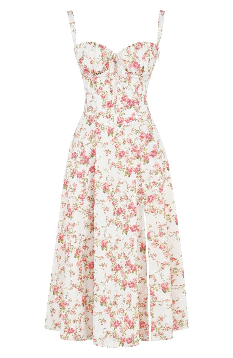 Bequemes und Blümchen Bustierkleid mit Taillenformung