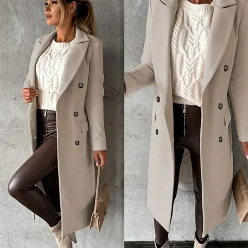 Warmer Winter Lang Trench Stilvoll Sehr Bequemer Mantel