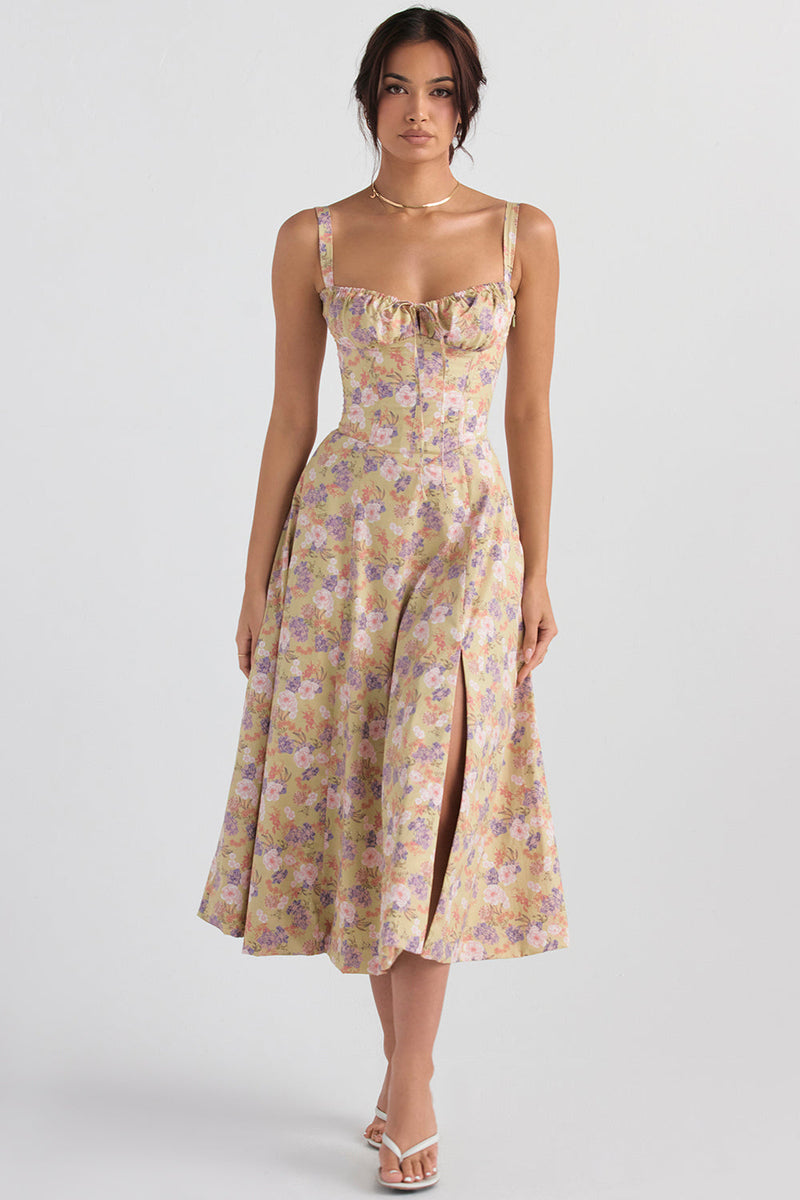 Bequemes und Blümchen Bustierkleid mit Taillenformung