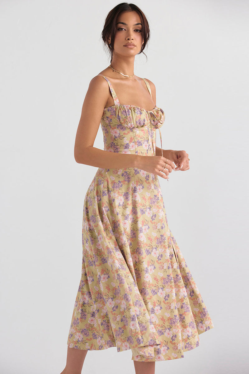 Bequemes und Blümchen Bustierkleid mit Taillenformung