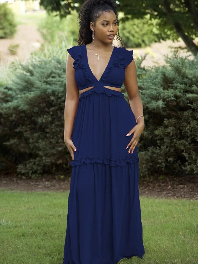 Elegantes Adelheid - Rückenfreies Spitzen-Maxikleid für Damen