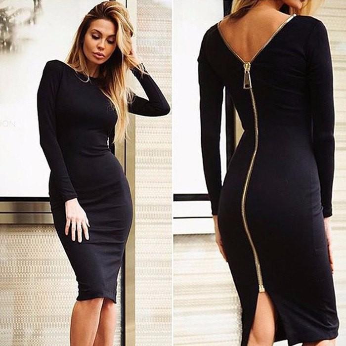 Elegantes Langarmkleid mit Reißverschluss hinten für dich