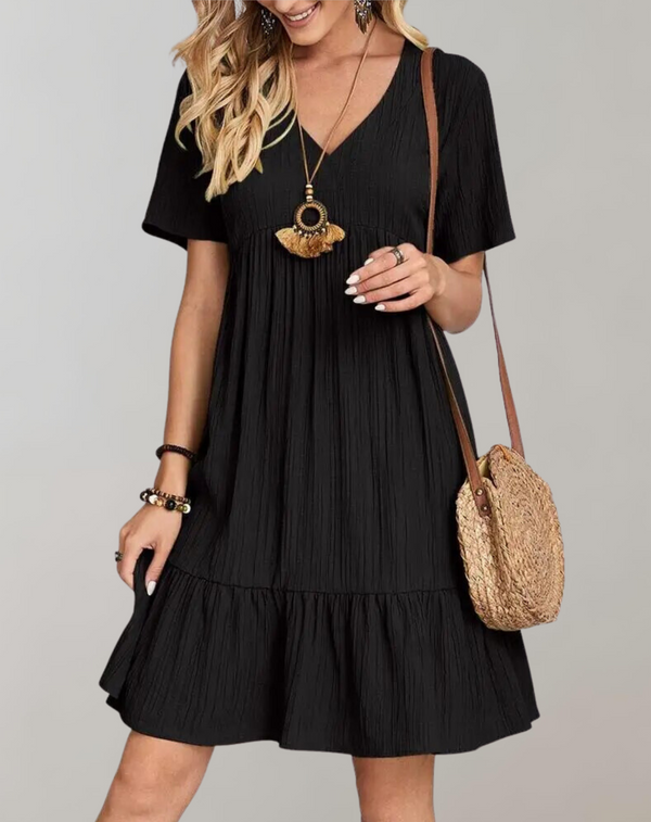 Elegantes Emma- Damen Lässiges Mini Kleid für den Sommer