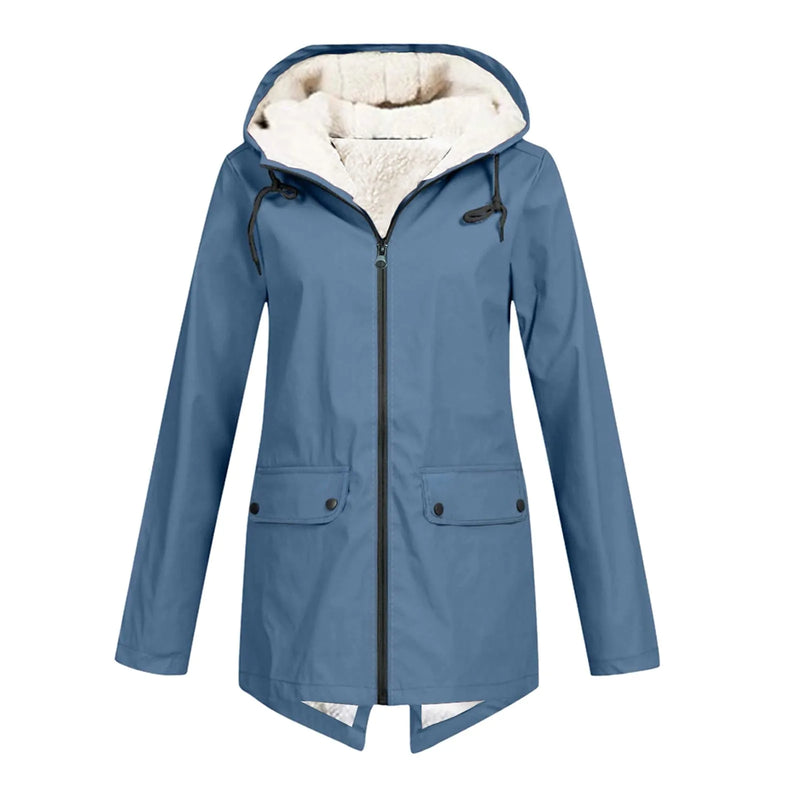 Damen Wasserdichter Winter Trenchcoat Mit Kapuze Coat